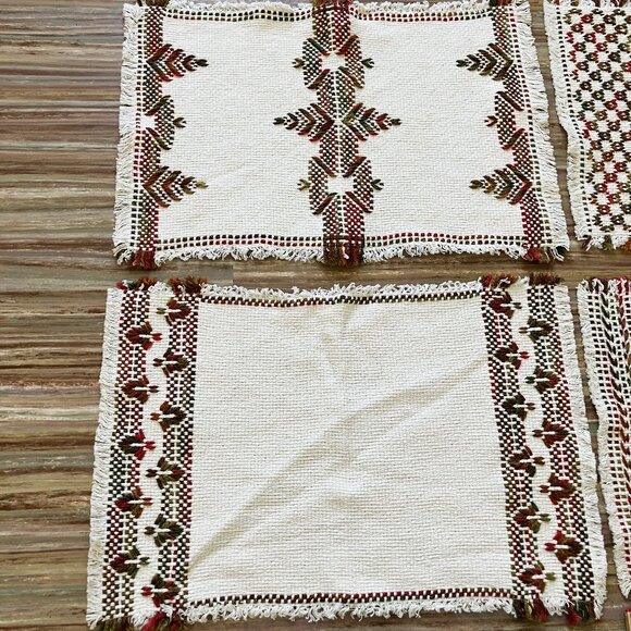 Scandinavian Hand Embroidered Cotton Placemats Huck Weaving Variety of 4 - Picture 5 of 8